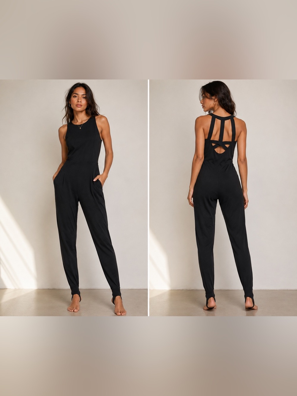 LA Society Black Strappy Open Back Jumpsuit Size Small 🖤